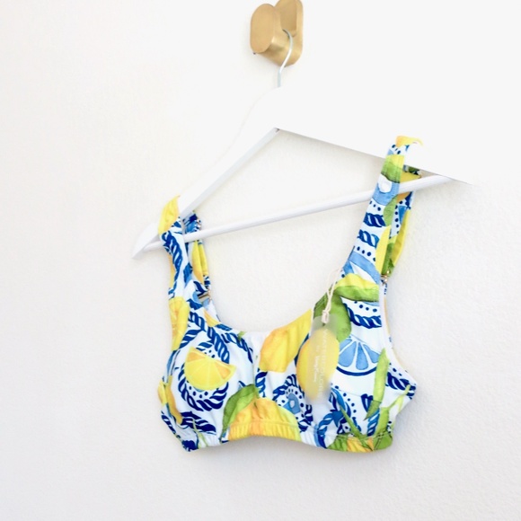 NEW! Kenny Flowers The Positano Sporty Bikini Top Lemons Yellow SZ M - Picture 7 of 12